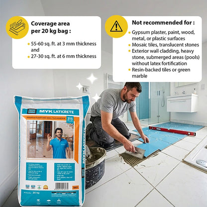 MYK Laticrete 315 Plus Tile Adhesive, Grey, 20 Kg Bag | HomeRun, Bangalore