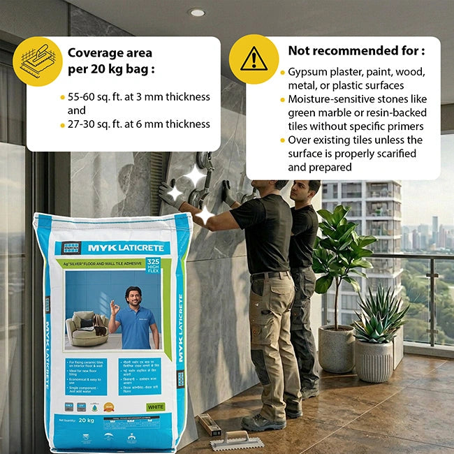 MYK Laticrete 325 High Flex Tile & Stone Adhesive, White, 20 Kg Bag | HomeRun, Bangalore