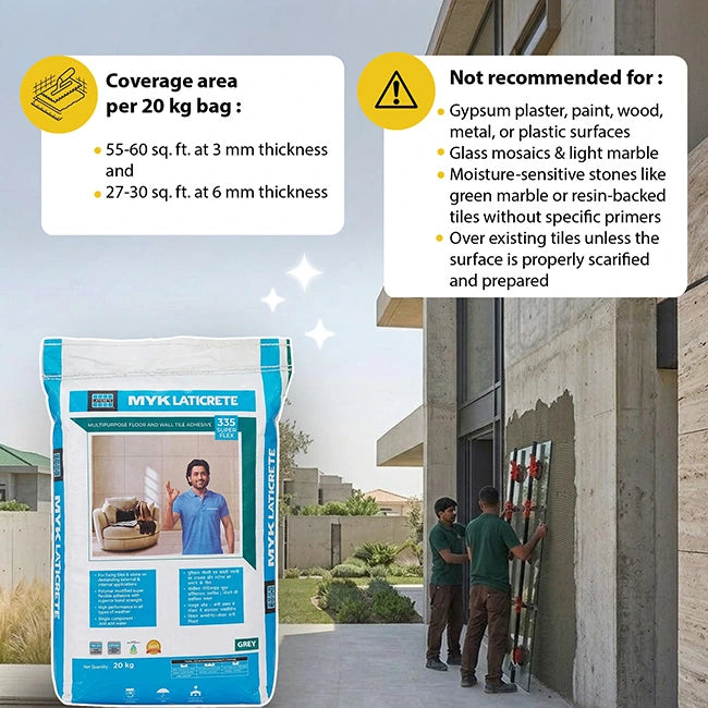 MYK Laticrete 335 Super Flex Tile & Stone Adhesive, Grey, 20 Kg Bag | HomeRun, Bangalore