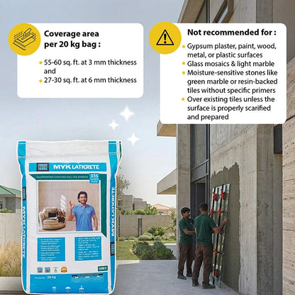 MYK Laticrete 335 Super Flex Tile & Stone Adhesive, Grey, 20 Kg Bag | HomeRun, Bangalore