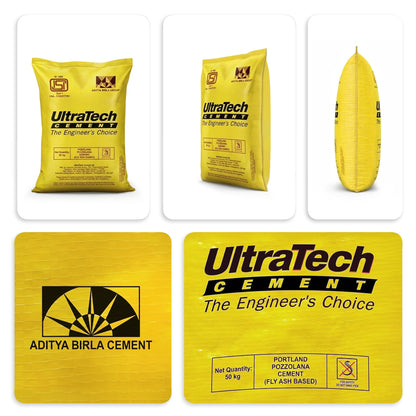 Maha Cement 50 kg PPC bag front, side, and back view with ISI mark IS 1489 certification, Use No Hooks safety label, and Portland Pozzolana Cement fly ash based 50 kg net quantity