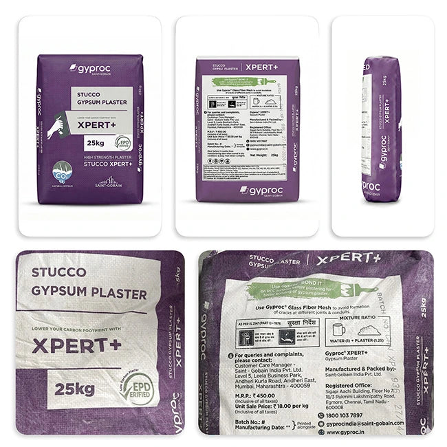 Saint-Gobain Gyproc Xpert+ Gypsum Punning Plaster, 25 Kg | HomeRun, Bangalore
