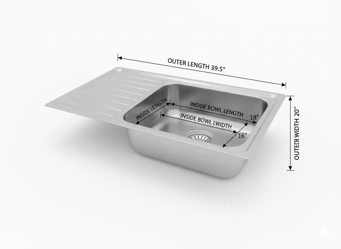 Nirali Elegance Single Bowl with Drain Board, Stainless Steel  - Matte Finish
