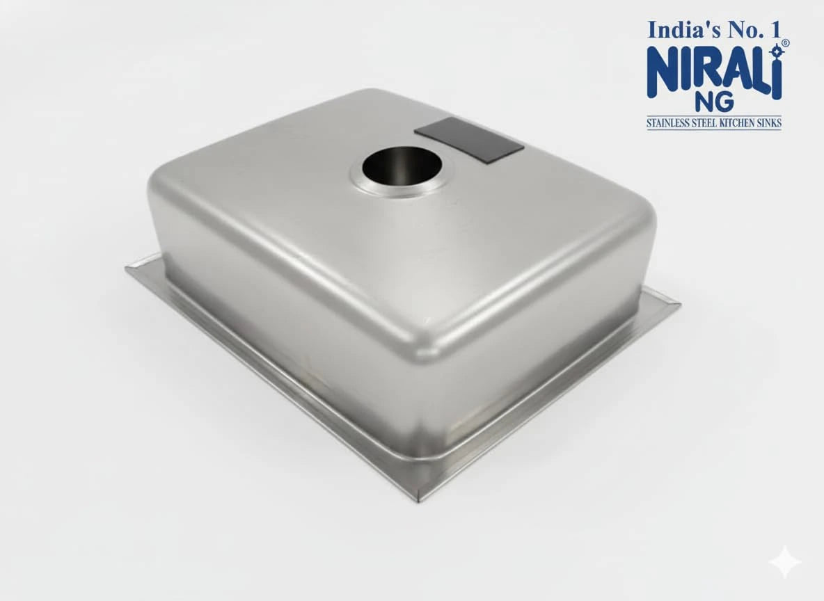 Nirali Grace Plain Single Bowl Kitchen Sink, Stainless Steel - Matt Finish
