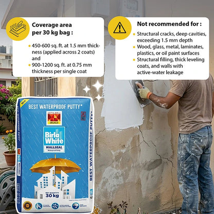 Birla White WallSeal Waterproof Putty, 30 Kg Bag