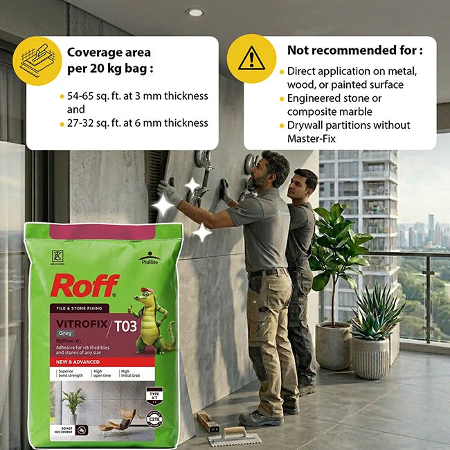Roff T03 VFA Tile Adhesive, Grey, 20 Kg Bag | Buy Online in