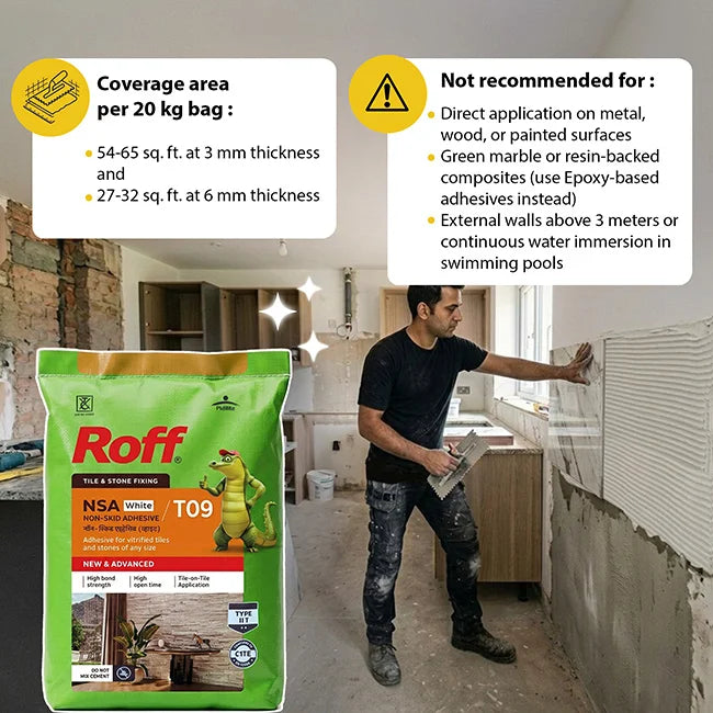 Roff T09 NSA Tile Adhesive, White, 20 Kg Bag | HomeRun, Bangalore