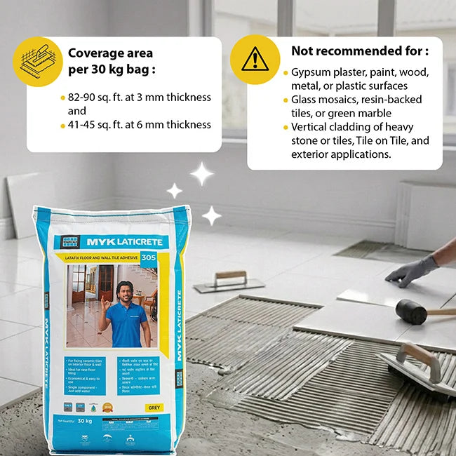 MYK Laticrete 305 Tile Adhesive, Grey, 30 Kg Bag | HomeRun, Bangalore