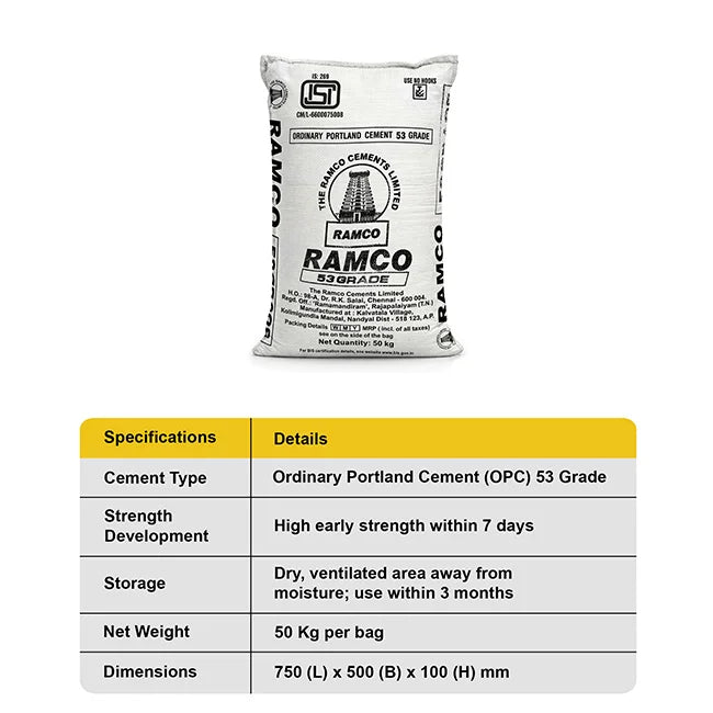 Ramco Cement OPC 53 Grade, 50 Kg Bag | HomeRun, Bangalore