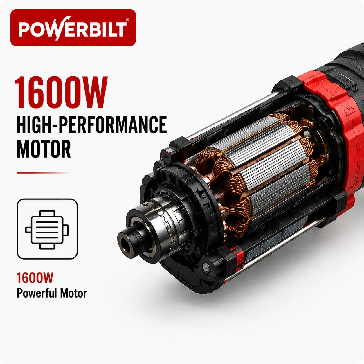 Powerbilt PBT-RH-26 Heavy Duty Rotary Hammer, 1600W, 26mm (1.02")
