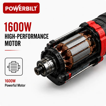 Powerbilt PBT-RH-26 Heavy Duty Rotary Hammer, 1600W, 26mm (1.02")