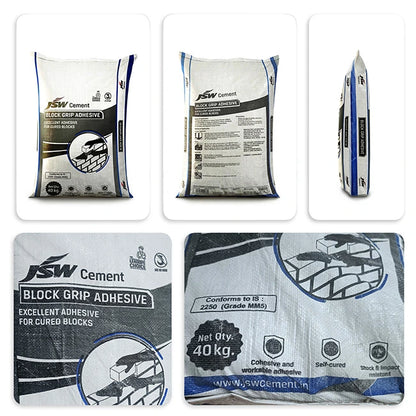JSW Block Grip AAC Block Jointing Mortar/Adhesive, 40 Kg Bag | HomeRun, Bangalore