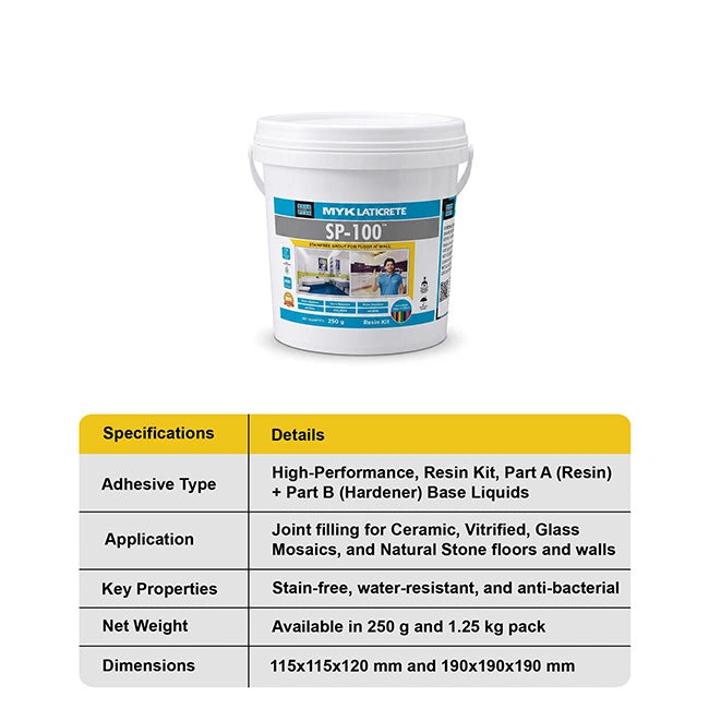 MYK Laticrete SP-100 Epoxy Tile Grout, Resin + Hardener Bucket (Part A & Part B) | HomeRun, Bangalore