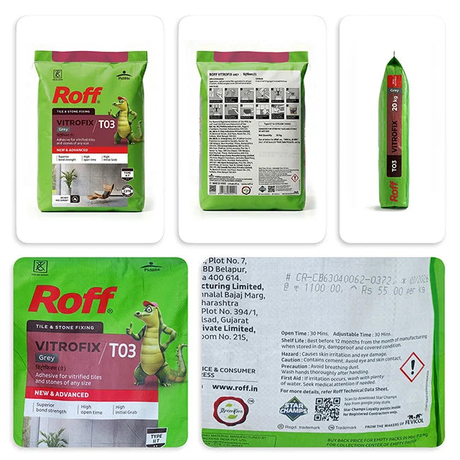 Roff T03 VFA Tile Adhesive, Grey, 20 Kg Bag | HomeRun, Bangalore
