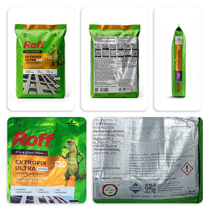 Roff T20 Extrofix Ultra Tile Adhesive, White, 20 Kg Bag | HomeRun, Bangalore