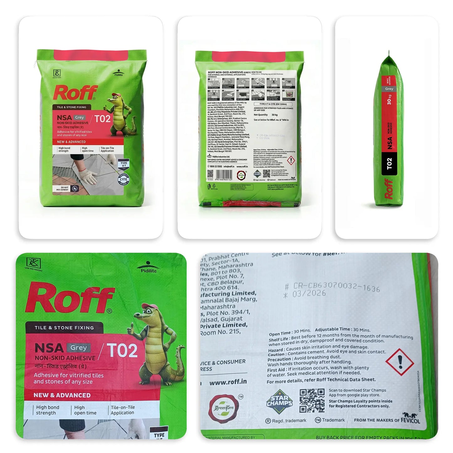 Roff T02 NSA Tile Adhesive, Grey, 30 Kg Bag | HomeRun, Bangalore