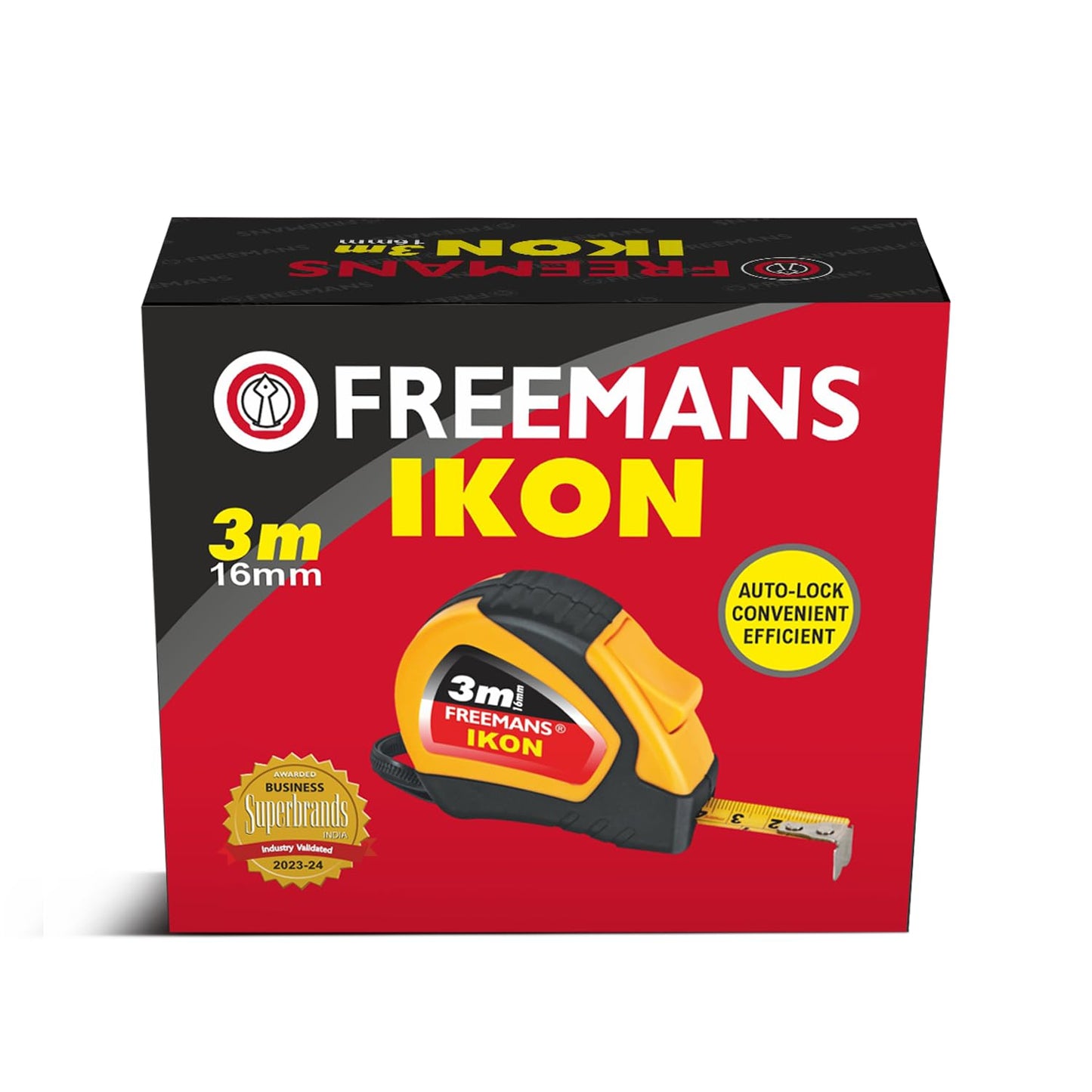 Freemans Ikon Steel Measuring Tape, Auto-Lock, ABS Case with Belt Clip