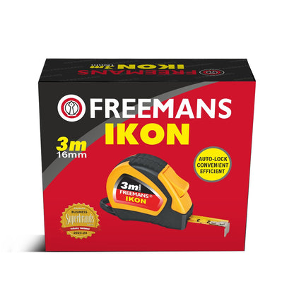 Freemans Ikon Steel Measuring Tape, Auto-Lock, ABS Case with Belt Clip