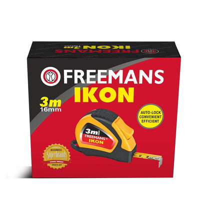 Freemans Ikon Steel Measuring Tape, Auto-Lock, ABS Case with Belt Clip