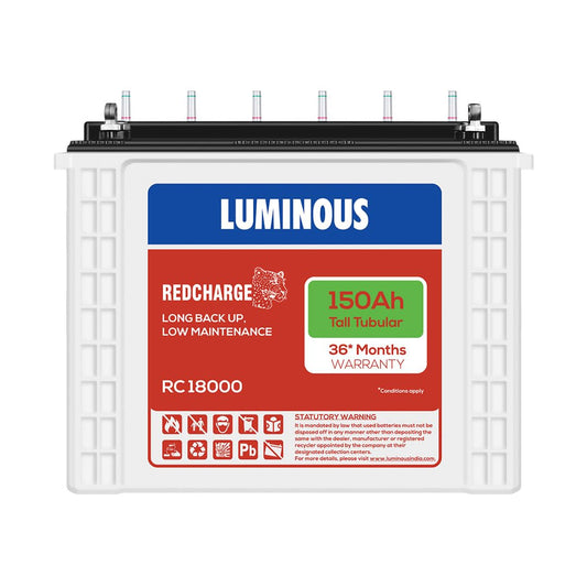 Luminous Red Charge RC 18000 150Ah Tall Tubular Inverter Battery