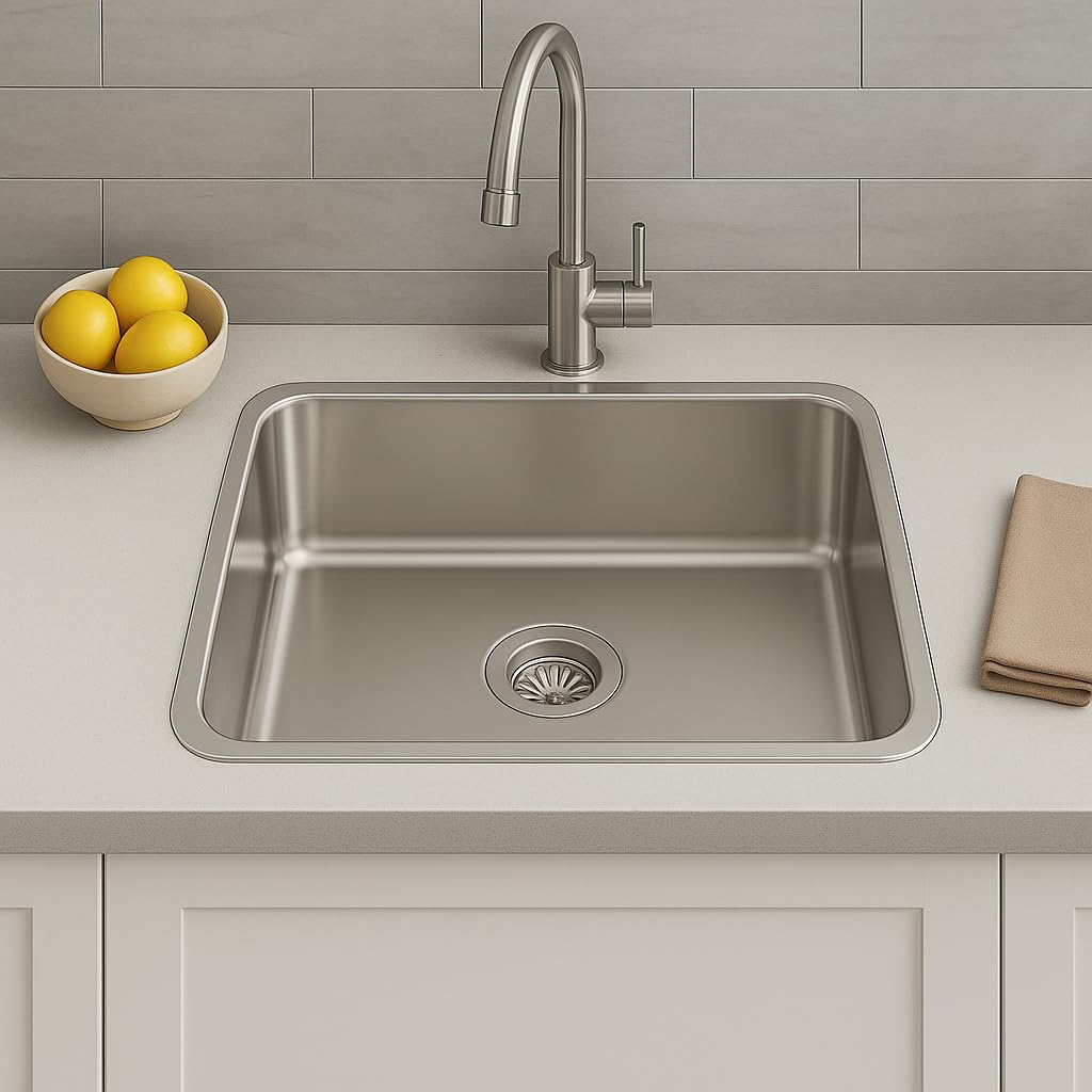 Nirali Grace Plain Single Bowl Kitchen Sink, Stainless Steel - Matt Finish