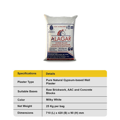 Alagar White Gypsum POP Powder, 25 Kg Bag | HomeRun, Bangalore