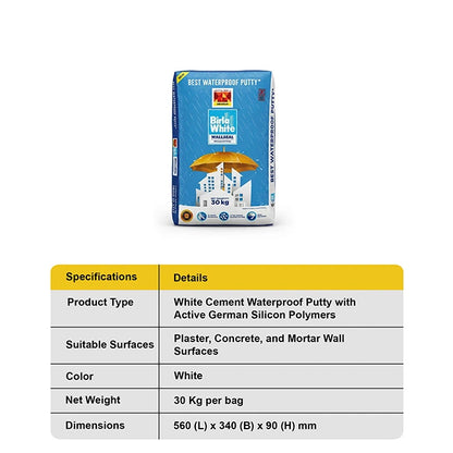 Birla White WallSeal Waterproof Putty, 30 Kg Bag
