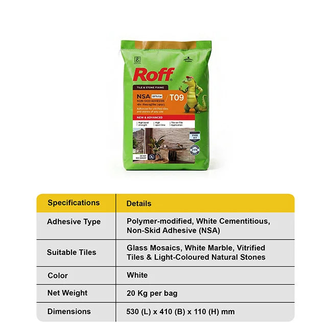 Roff T09 NSA Tile Adhesive, White, 20 Kg Bag | HomeRun, Bangalore
