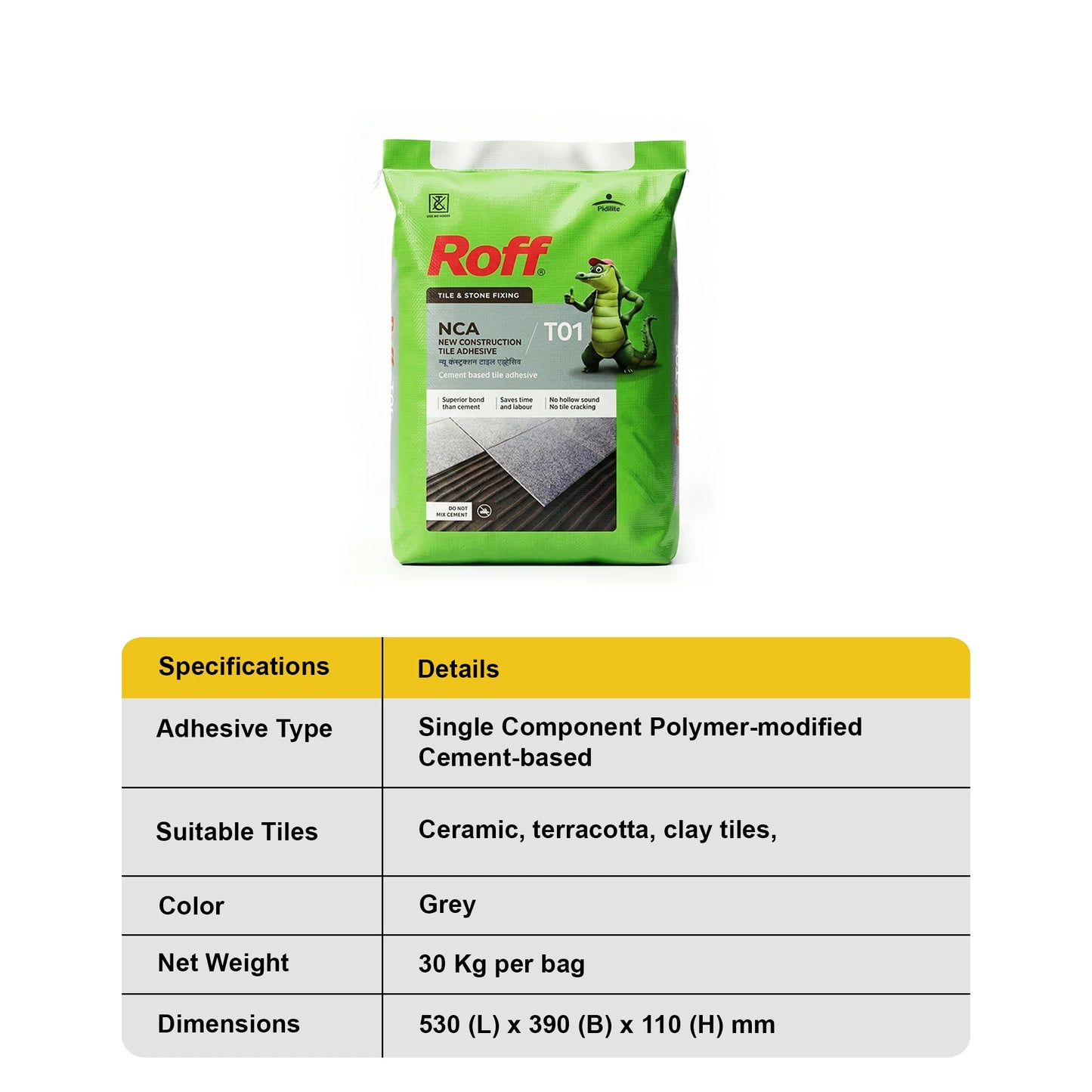 Roff T01 NCA Tile Adhesive, Grey, 30 Kg Bag | HomeRun, Bangalore
