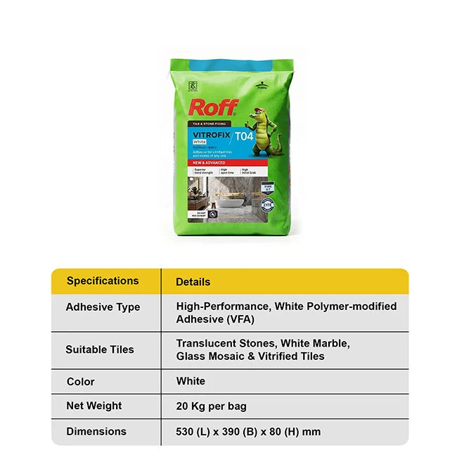 Roff T04 VFA Tile Adhesive, White, 20 Kg Bag | HomeRun, Bangalore