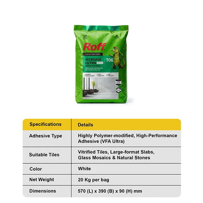 Roff T06 VFA Tile Adhesive, White, 20 Kg Bag | HomeRun, Bangalore