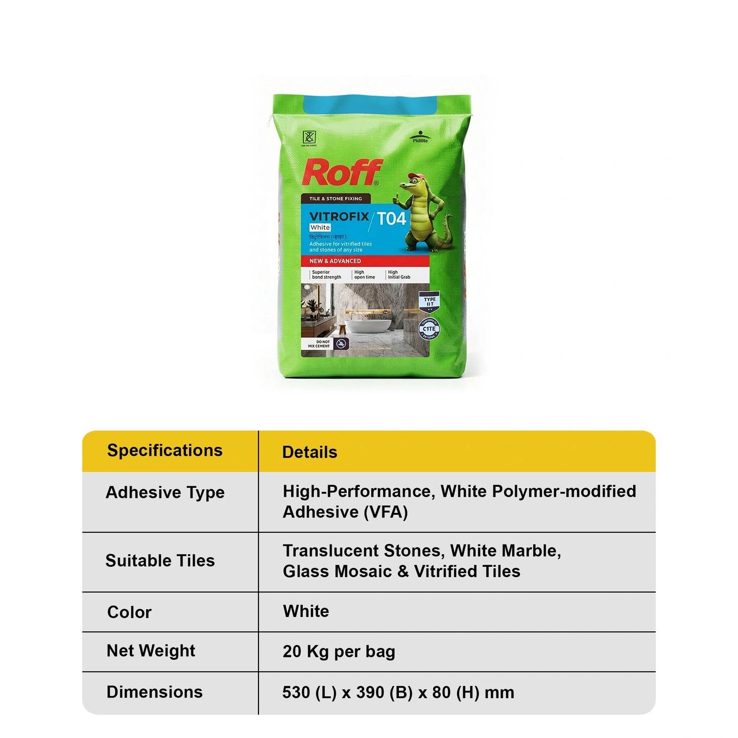Roff T04 VFA Tile Adhesive, White, 20 Kg Bag | HomeRun, Bangalore