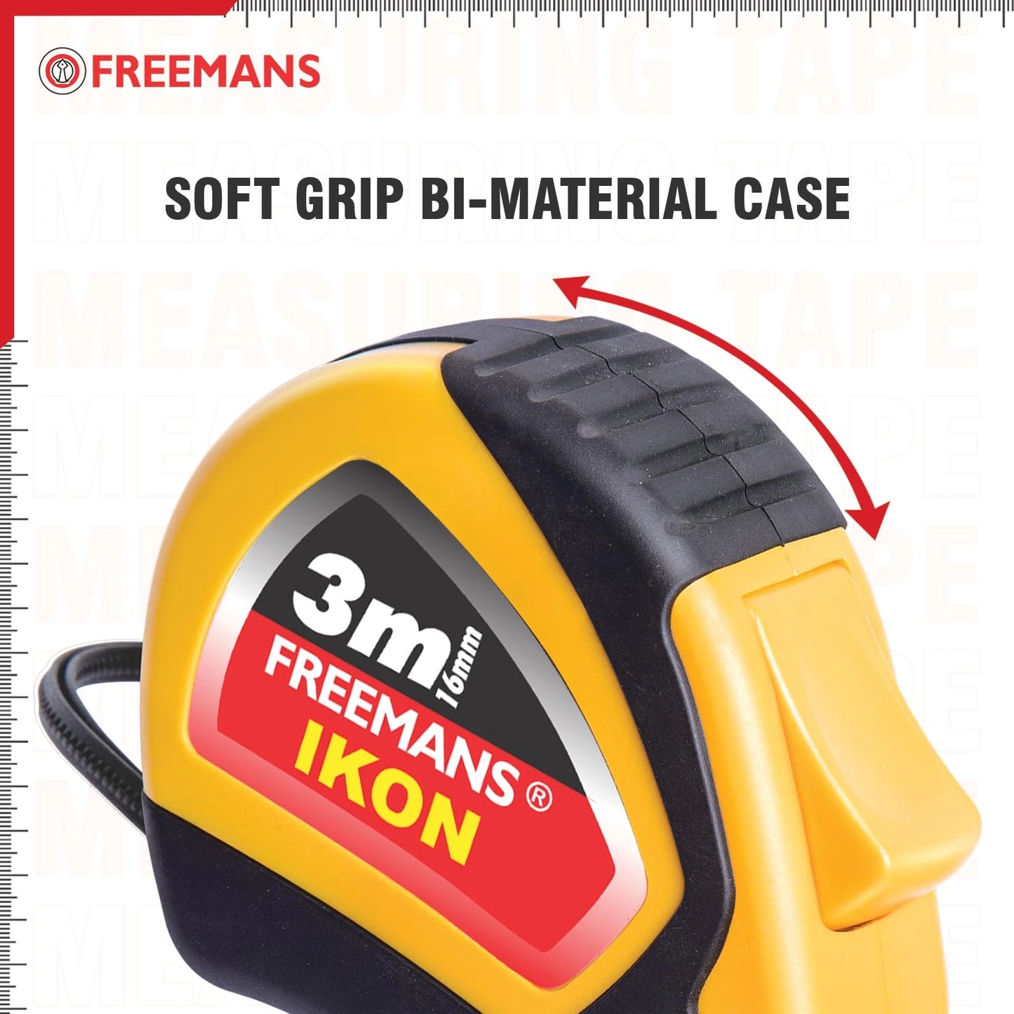 Freemans Ikon Steel Measuring Tape, Auto-Lock, ABS Case with Belt Clip