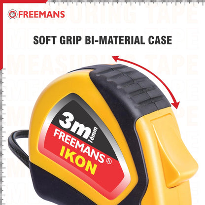 Freemans Ikon Steel Measuring Tape, Auto-Lock, ABS Case with Belt Clip
