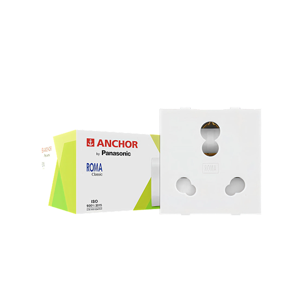 Anchor Roma 3 Pin Socket, 2 Module, White | HomeRun, Bangalore