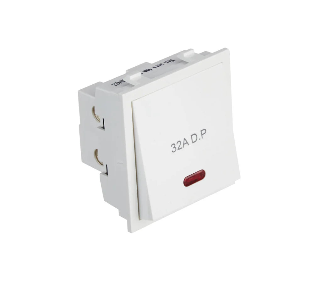 Anchor Roma 32A DP Power Switch with Indicator, 1 Way, White, 2 Module