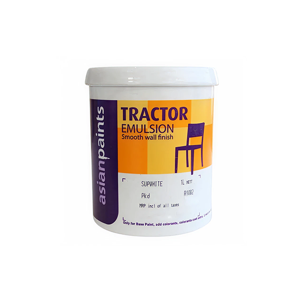 Give your home a smart, fresh makeover with genuine Asian Paints Tractor Emulsion. An affordable choice for a beautiful matte finish, with fast 60-min delivery in Bengaluru.