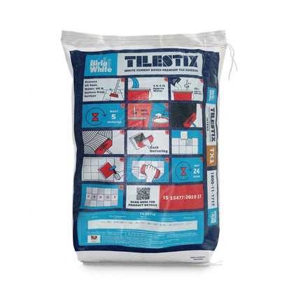 Birla White Tilestix Intero Grip+ (TX2) Tile Adhesive, White, 20 Kg Bag | HomeRun, Bangalore