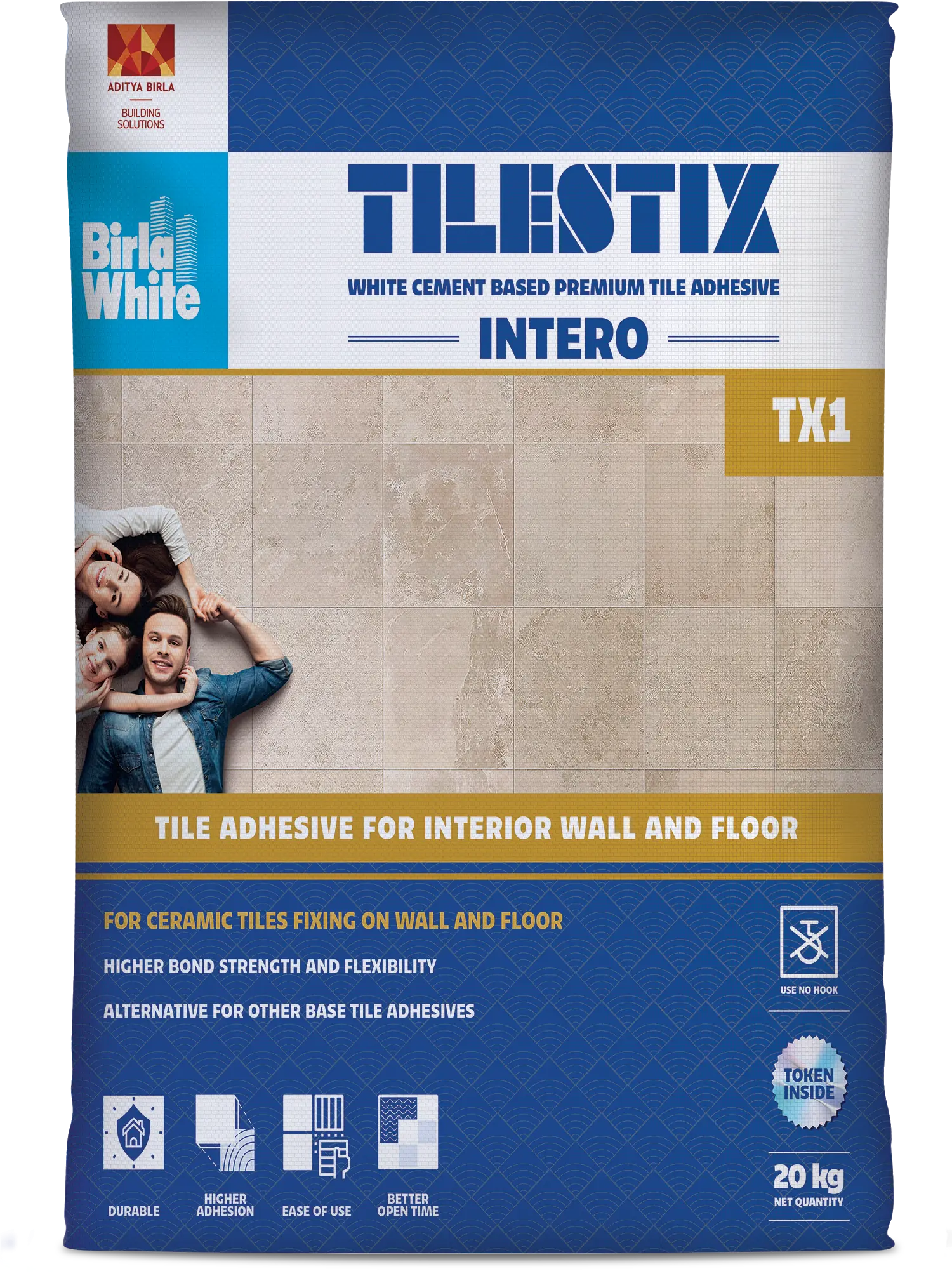 Birla White TX1 Tile Adhesive,White, 20 kg Bag | HomeRun, Bangalore