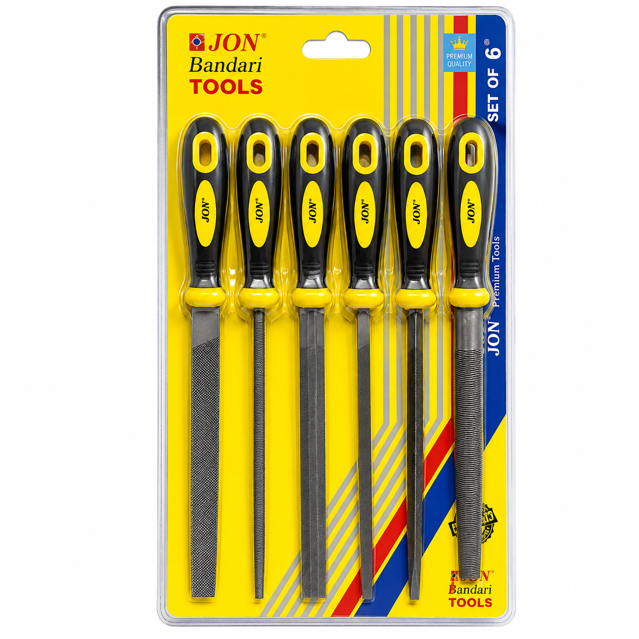 Jon Bhandari F-002 Machinist File Set with Handles (6-Inch, 6-Piece)