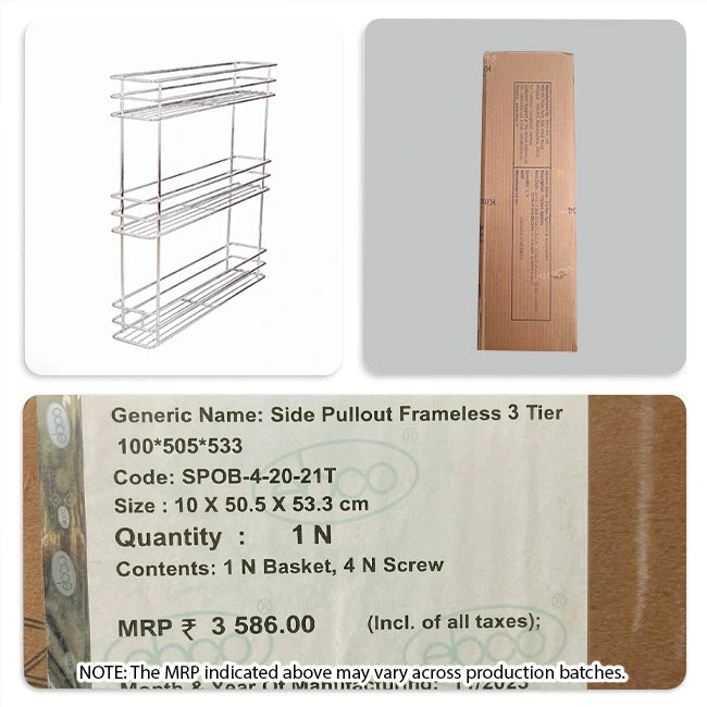 Ebco Side Pullout, Frameless, SS304