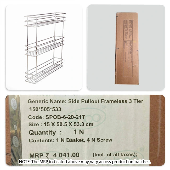 Ebco Side Pullout, Frameless, SS304