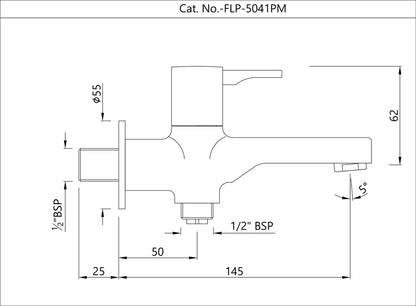 Jaquar Florentine Prime 2 Way Bib Cock with Wall Flange