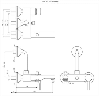 Jaquar Single Lever Wall Mixer 3-in-1 System