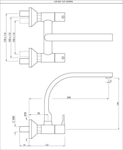 Jaquar Florentine Prime Wall Mounted Mixer