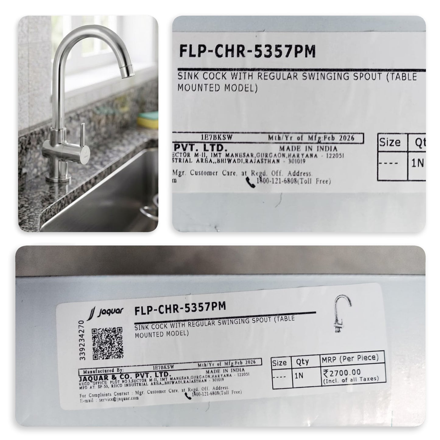 Jaquar Florentine Prime Kitchen Sink Cock, Chrome