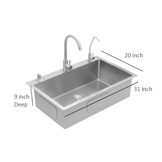 Futura FS 3120 Hand Carved Series Sink, Stainless Steel, 31" X 20" X 9"