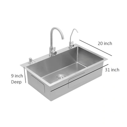 Futura FS 3120 Hand Carved Series Sink, Stainless Steel, 31" X 20" X 9"