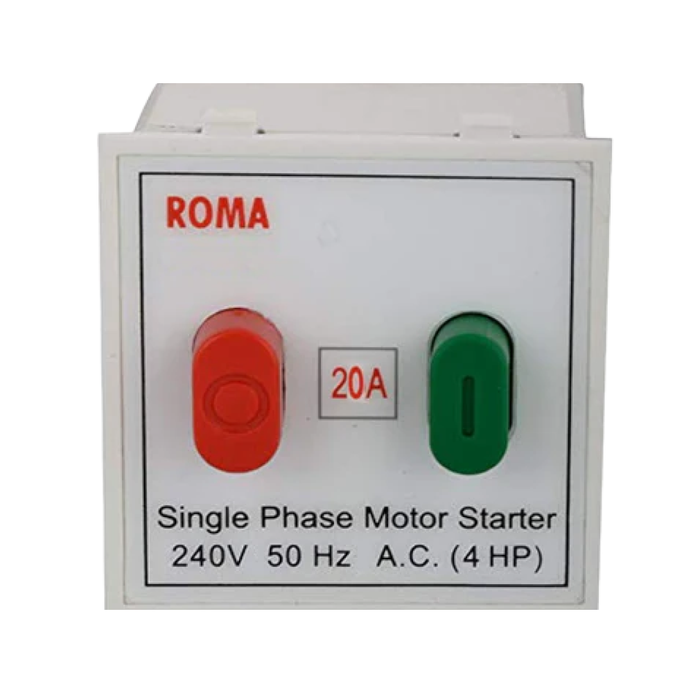 Anchor Roma 20A Motor Starter Switch, White, 2 Module