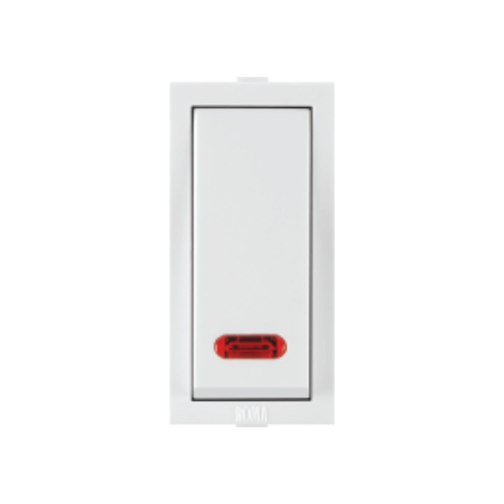 Anchor Roma 25A Single Pole Power Switch with Indicator, 1 Way, White, 1 Module